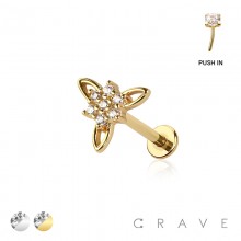 MULTI CZ TRINITY FLOWER THREADLESS (PUSH IN) 316L SURGICAL STEEL LABRET SET